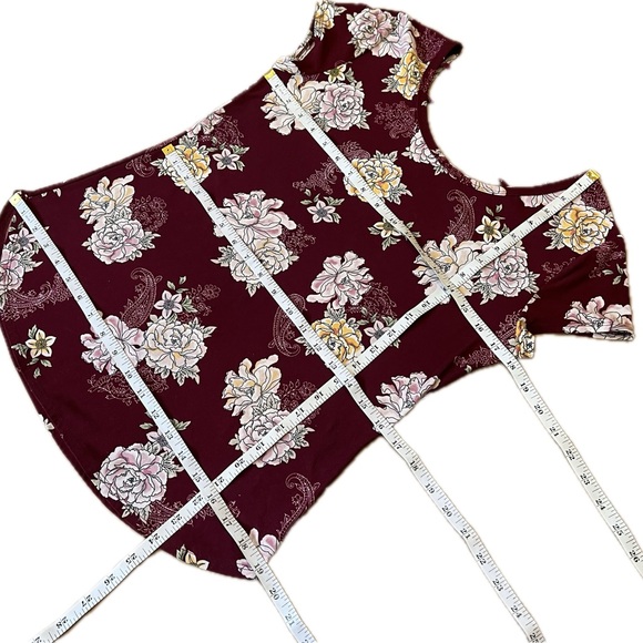 No Boundaries Burgundy Floral Shirt XL - Picture 5 of 6